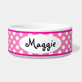 Pink Polka Dot Personalisiert Kleinhundeschale Napf