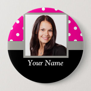 Pink Polka dot photo Vorlage Button