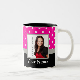 Pink Polka dot photo Vorlage Zweifarbige Tasse