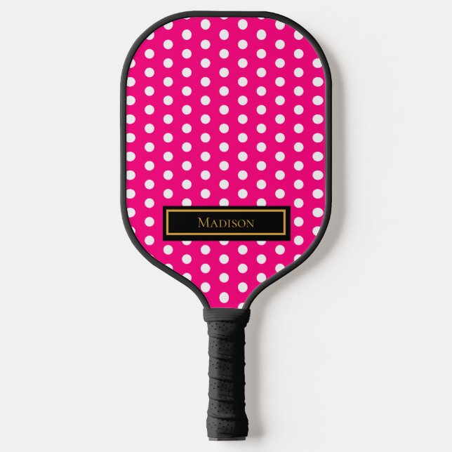 Pink Polka Dot Pickleball Paddle (Vorderseite)