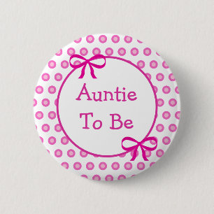 Pink Polka Dot Tante zum Baby Dusche Button