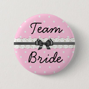Pink Polka Dot Team Bride Junggeselinnen-Abschied Button