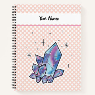 Pink Polka Dot Universe Diamond Personalisiert Notizbuch