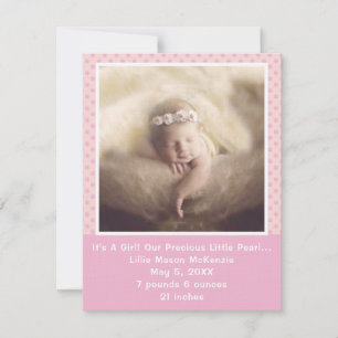Pink Polka Dot Wertvoll Pearl Baby Girl Ankündigung
