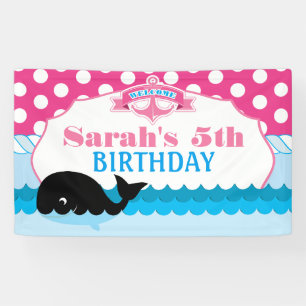 Pink Polka Dot, Whale Party Banner