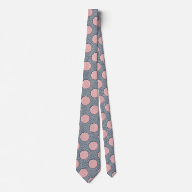 Pink Polka Dots auf grauem Leder drucken Krawatte (Vorderseite)