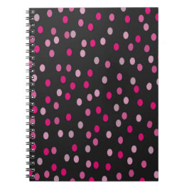 Pink Polka Dots auf schwarz Notizblock