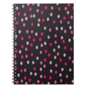 Pink Polka Dots auf schwarz Notizblock