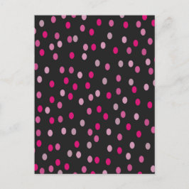 Pink Polka Dots auf schwarz Postkarte