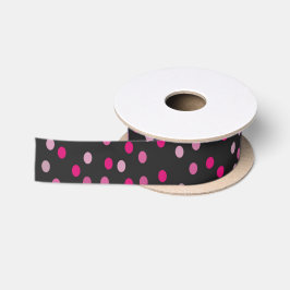 Pink Polka Dots auf schwarz Satinband