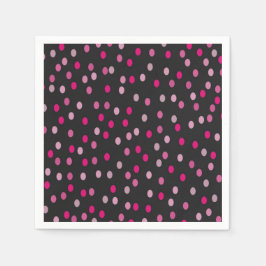 Pink Polka Dots auf schwarz Serviette