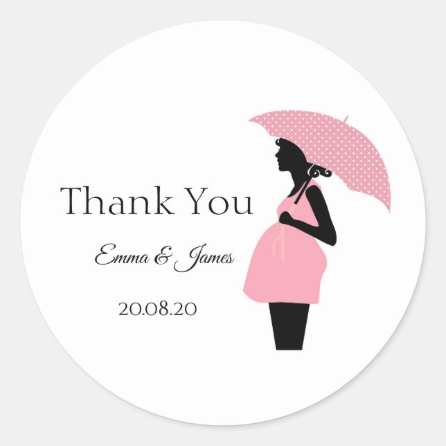 Pink Polka Dots Baby Dusche Danke Sticker (Vorderseite)