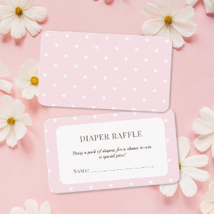 Pink Polka Dots Baby Dusche Windeln Raffel Ticket Begleitkarte
