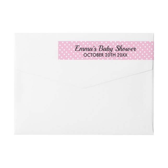 Pink Polka dots Babydusche Rücksendeadresse (Rückseite)