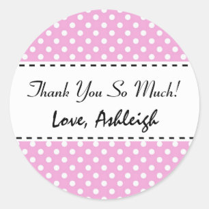 Pink Polka Dots Bachelorette Vielen Dank V05 Runder Aufkleber