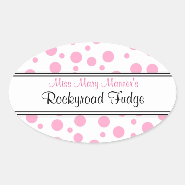 Pink Polka Dots-Business-Logo Ovaler Aufkleber (Vorderseite)