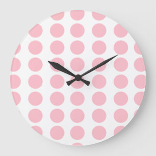 Pink Polka Dots Design Große Wanduhr