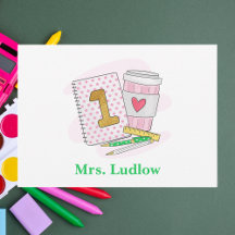 Pink Polka Dots Gold 1 Custom Teacher