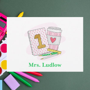 Pink Polka Dots Gold 1 Custom Teacher Mitteilungskarte