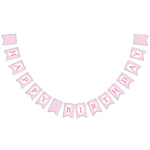 Pink polka dots Happy Birthday Wimpelkette