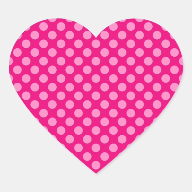 Pink Polka Dots Herz-Aufkleber (Vorderseite)