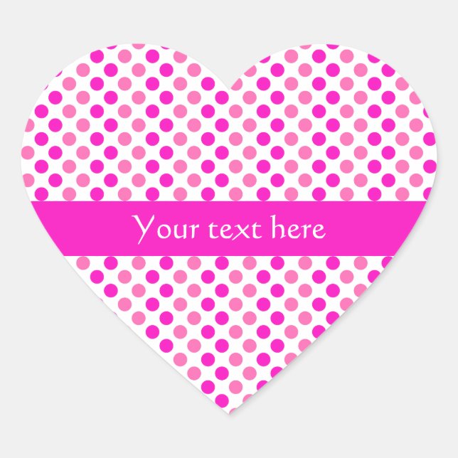 Pink Polka Dots Herz-Aufkleber (Vorderseite)