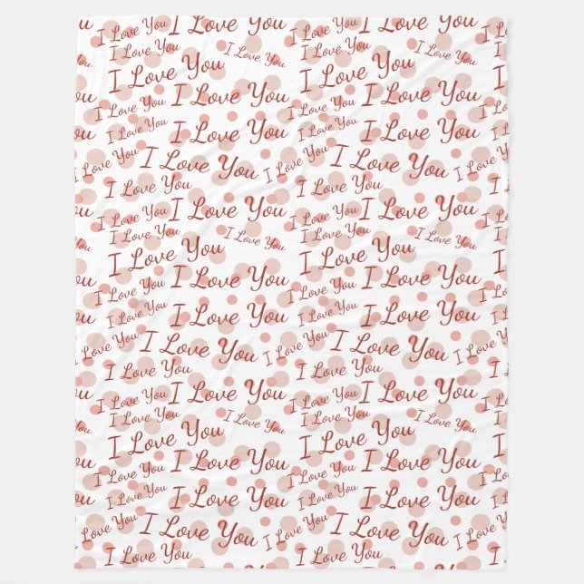 Pink Polka Dots I Liebe You Fleecedecke (Vorderseite)