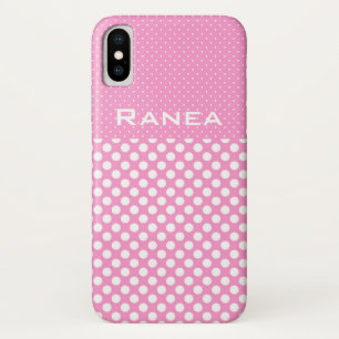 Pink Polka Dots Individuelle Name Telefongehäuse title_seo2