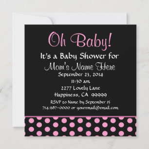 Pink Polka Dots Little Girl Baby Dusche Einladung
