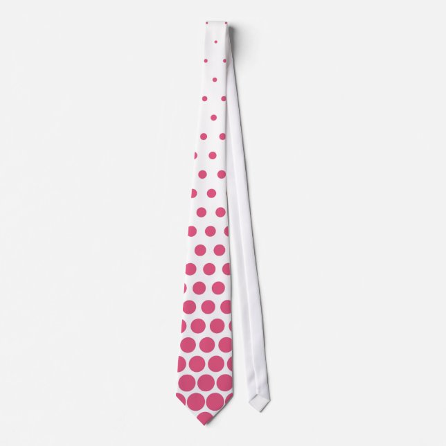 Pink Polka Dots Modern White Krawatte (Vorderseite)