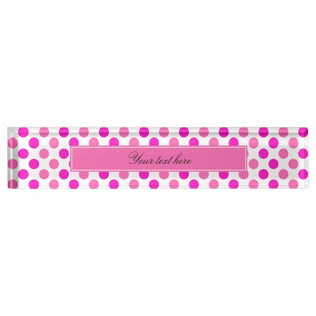 Pink Polka Dots Namensplakette (Vorderseite)
