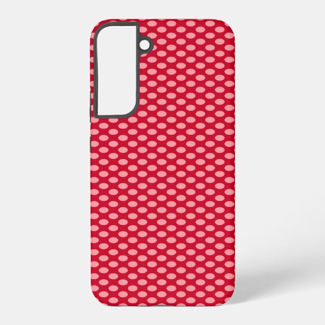 Pink Polka Dots on Red Samsung Galaxy Hülle (Rückseite)