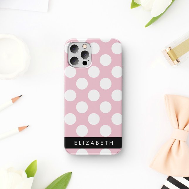 Pink Polka Dots, Polka Dot Pattern, Ihr Name Case-Mate iPhone Hülle (Von Creator hochgeladen)