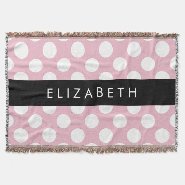 Pink Polka Dots, Polka Dot Pattern, Ihr Name Decke (Vorderseite)