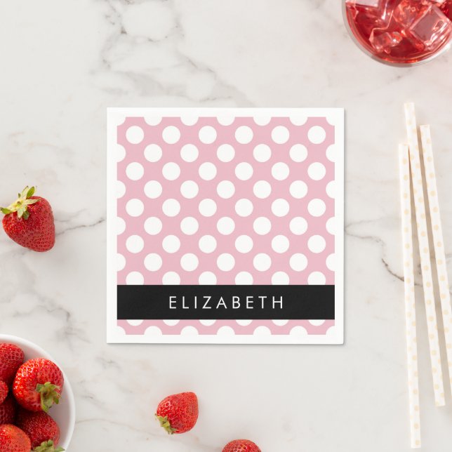 Pink Polka Dots, Polka Dot Pattern, Ihr Name Serviette (Beispiel)