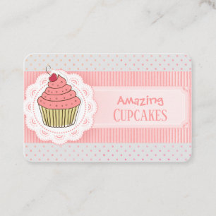 Pink Polka Dots Streifen Cupcake Visitenkarte