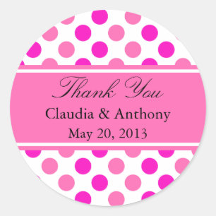 Pink Polka Dots Wedding Danke Runder Aufkleber