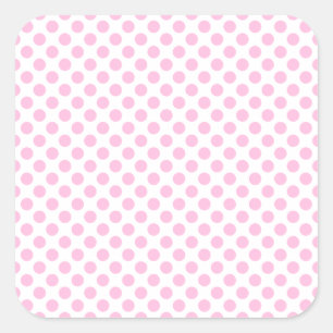 Pink Polka Dots with Customizable Background Quadratischer Aufkleber