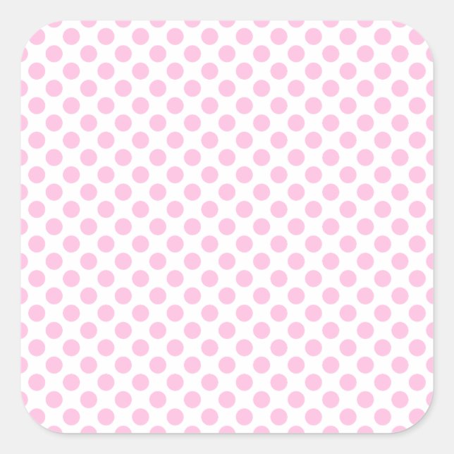 Pink Polka Dots with Customizable Background Quadratischer Aufkleber (Vorderseite)
