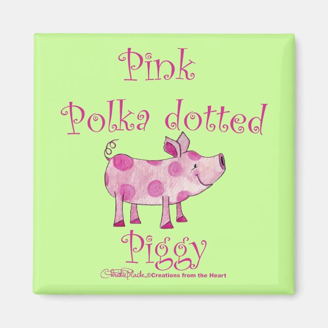 Pink Polka Dotted Piggy Magnet (Vorne)