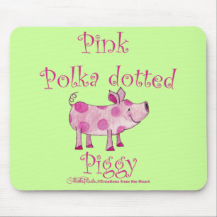 Pink Polka gepunktetes Schweine Mousepad