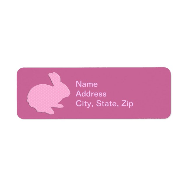 Pink Polka Point Silhouette Bunny Étiquettes de ad (Devant)