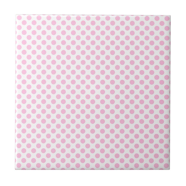 Pink Polka Punkte mit anpassbarem Hintergrund Fliese (Vorderseite)