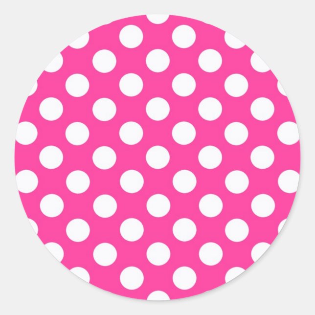 Pink-Polka-Punkte Runder Aufkleber (Vorderseite)