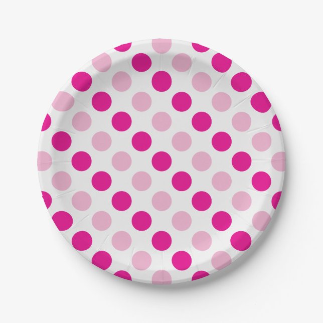 Pink-Polka-Punktmuster Pappteller (Vorderseite)