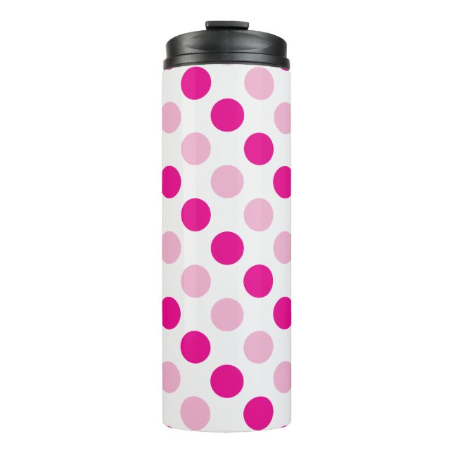 Pink-Polka-Punktmuster Thermosbecher (Vorderseite)