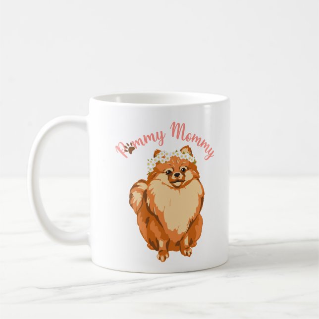 Pink Pommy maman Mug (Gauche)