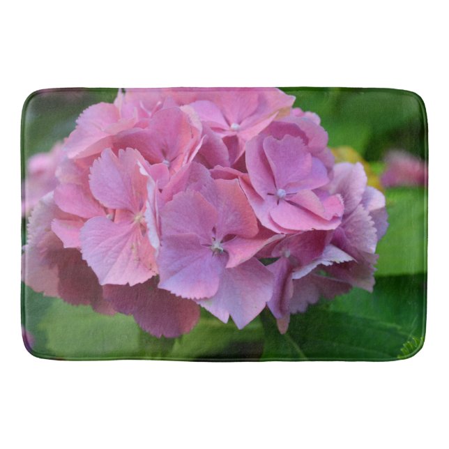 Pink Pompom Hydrangea Hortensia Blume Badematte (Vorderseite)