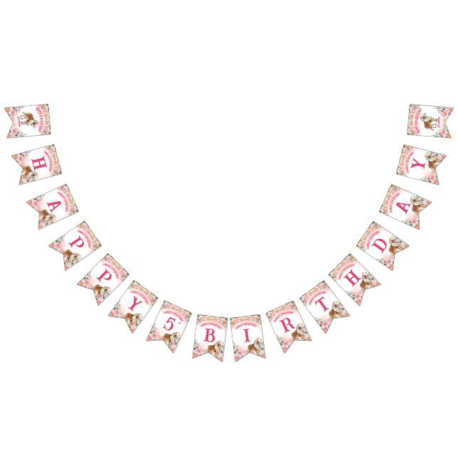 Pink poney anniversaire giddy up cowgirl bannière (Tout)