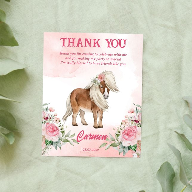 Pink poney anniversaire giddy up cowgirl carte de  (Créateur téléchargé)